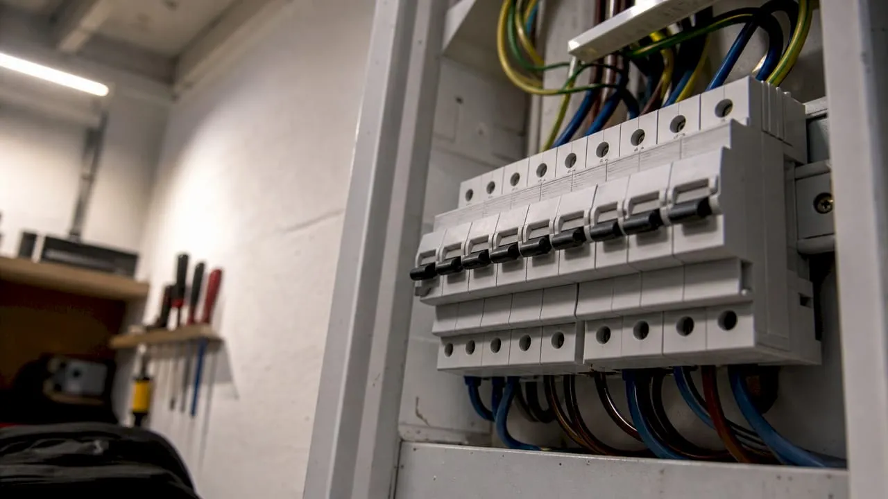 Detailopname van een installatieautomaat in de meterkast