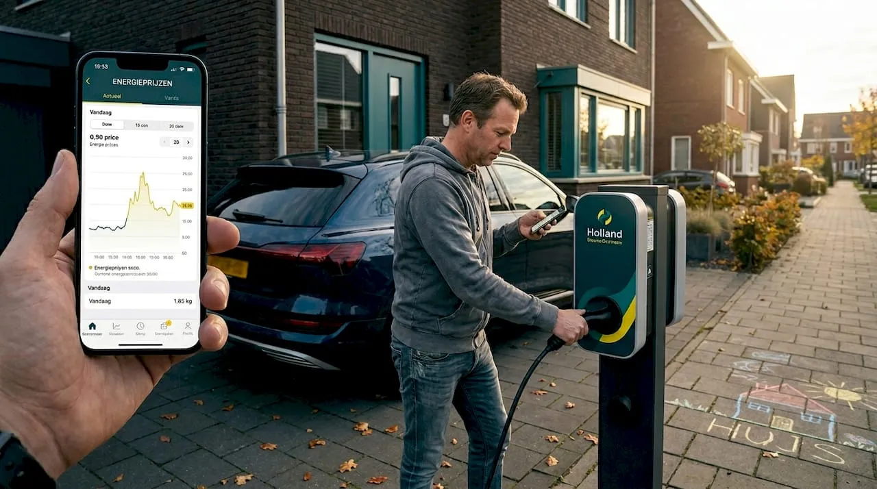 Man laadt zijn elektrische auto slim op met energiemanagement