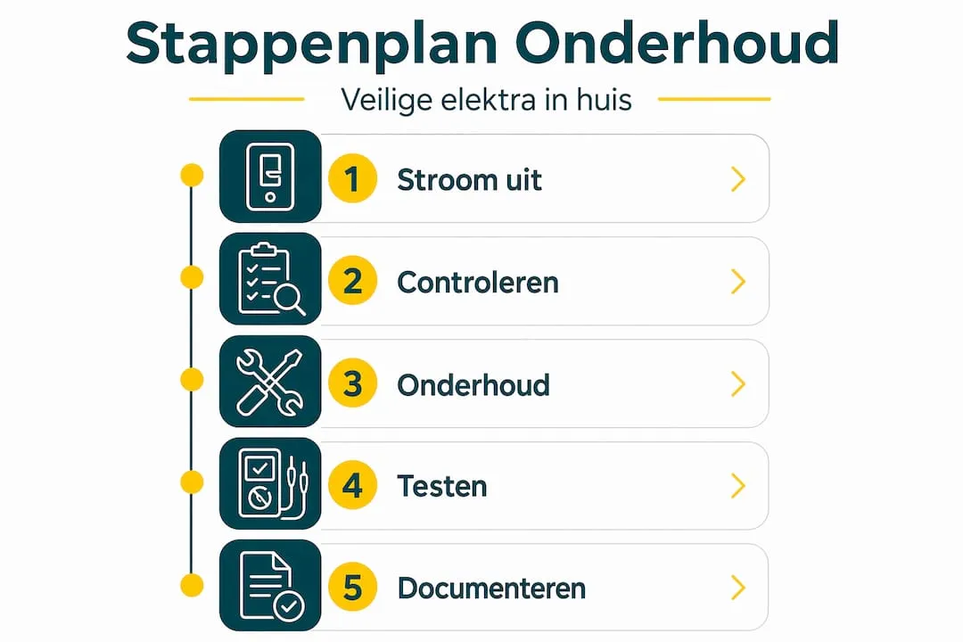 Overzichtelijke infographic: zo pak je het onderhoud van je elektrische installatie stap voor stap aan