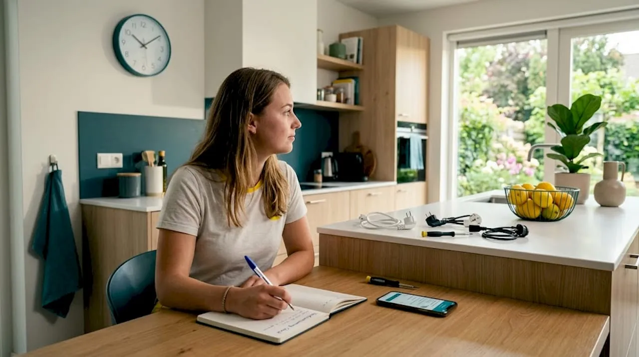 Een vrouw loopt stap voor stap de checklist na om een storing op te lossen.