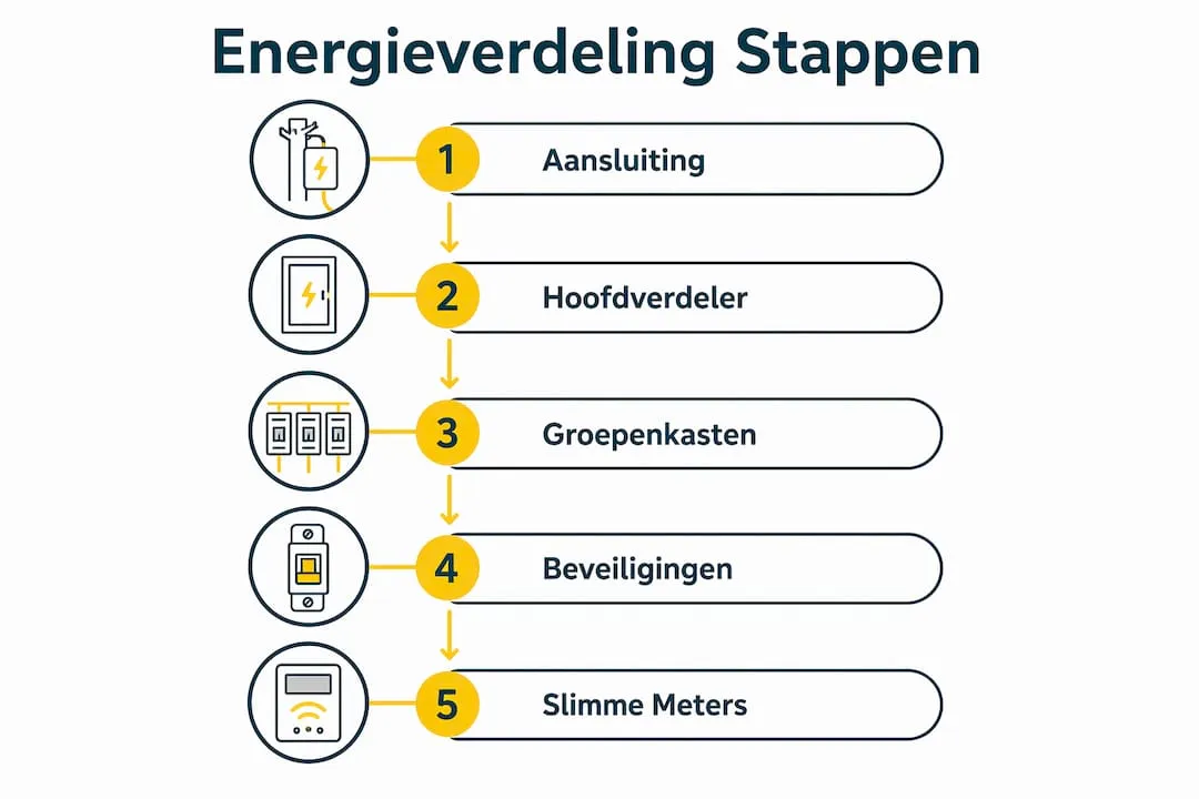 Overzichtelijke infographic met de verschillende stappen van energieverdeling
