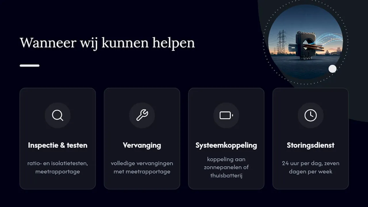 Wanneer wij kunnen helpen: inspectie, vervanging en storingsdienst — overview diagram