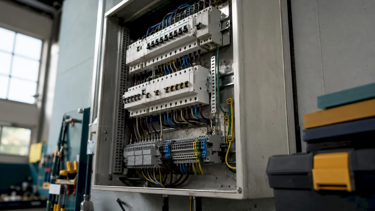 Gedetailleerde blik op de onderdelen van een elektrische meterkast