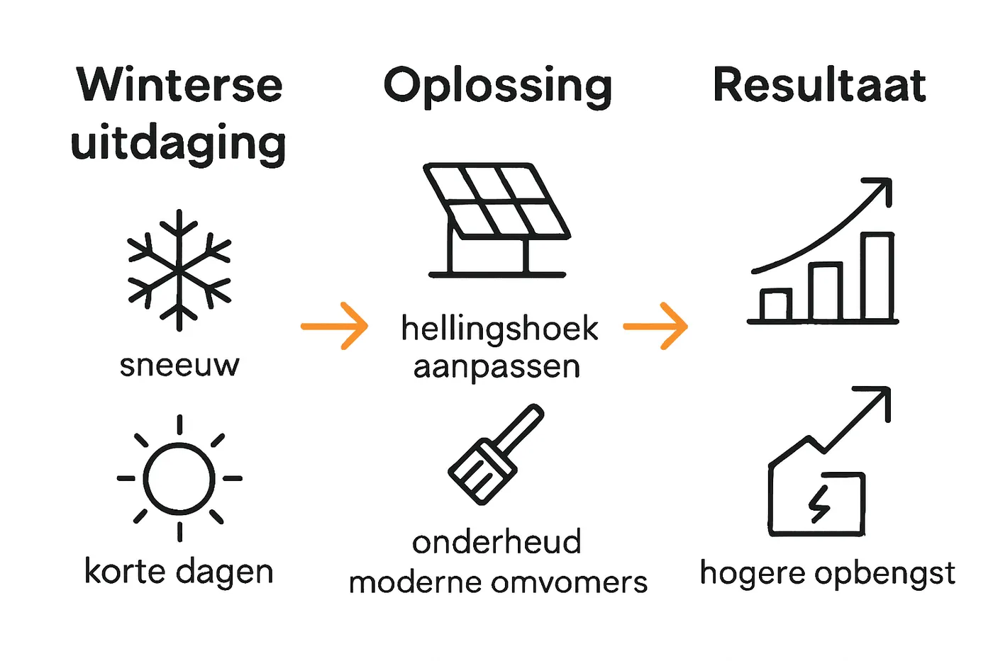 Infographic zonnepanelen winterse uitdagingen, oplossingen, resultaat