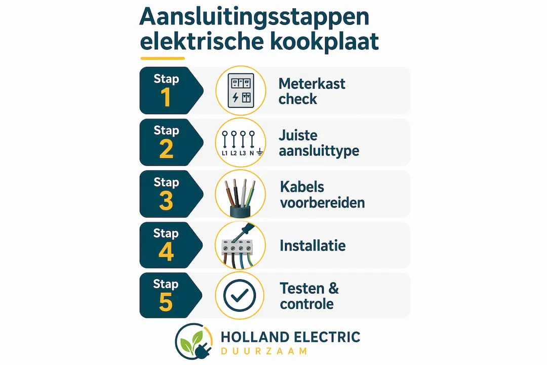 Infographic: zo sluit je stap voor stap een elektrische kookplaat aan
