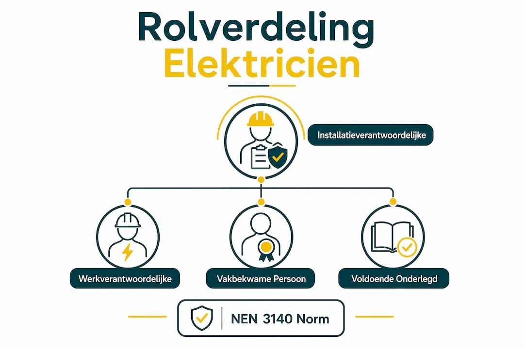 Overzichtelijke infographic met taken en vakbekwaamheidseisen voor elektriciens