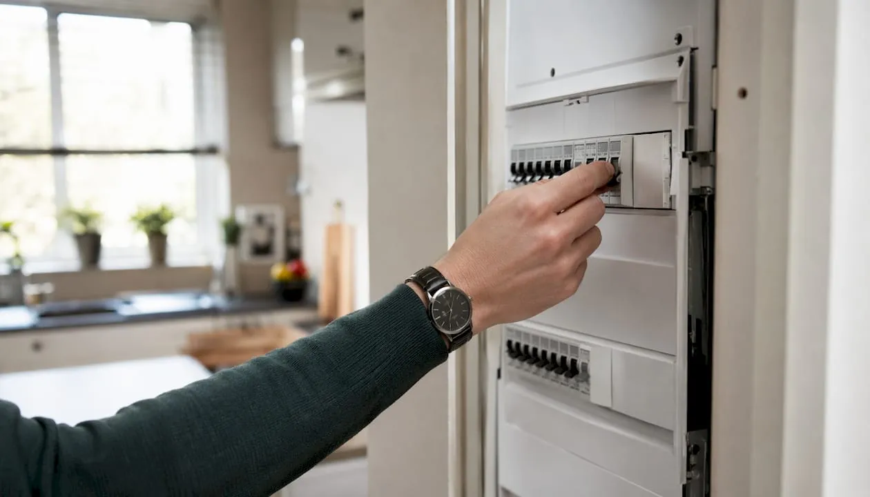 Iemand zet de aardlekschakelaar weer om in de meterkast.