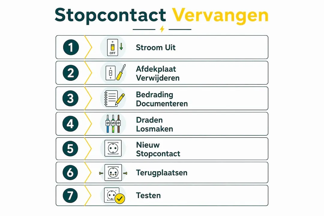 Stapsgewijze infographic: zo vervang je eenvoudig zelf een stopcontact