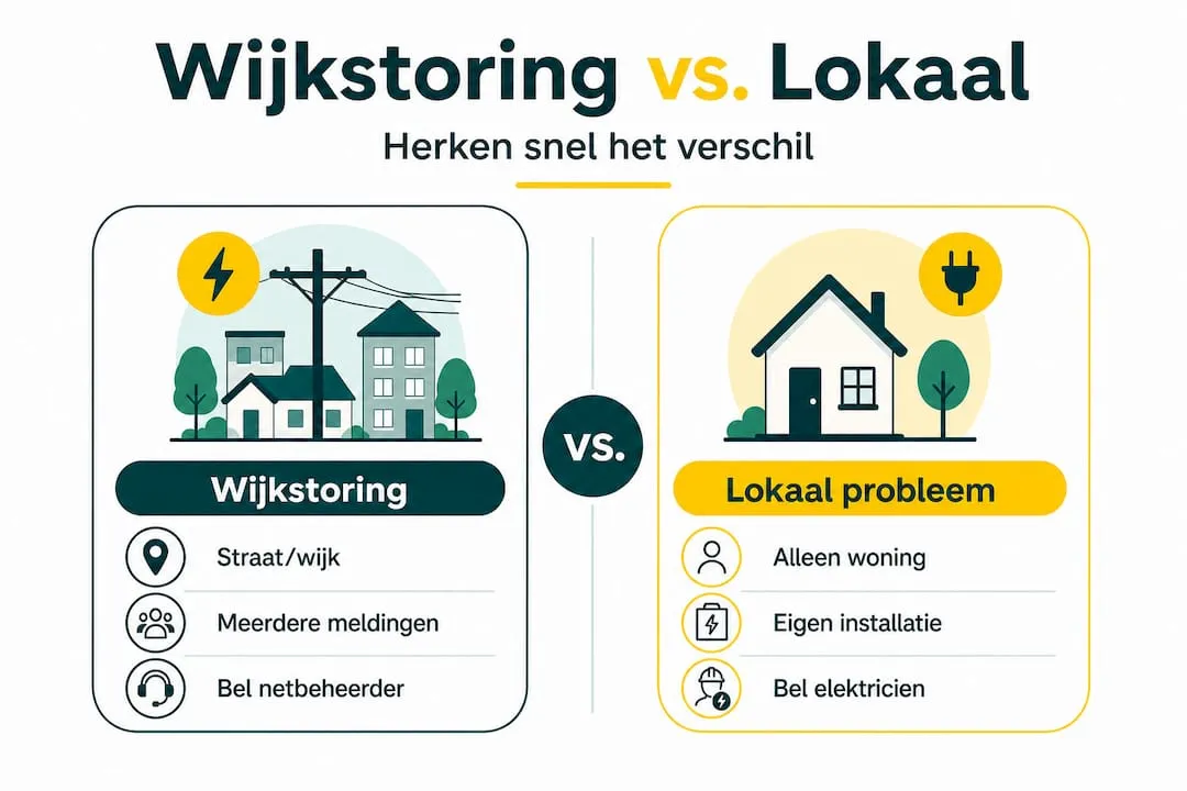Infographic: het verschil tussen een storing in de wijk en een lokaal probleem