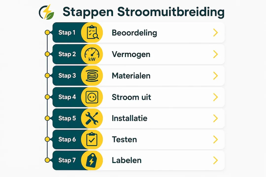 Infographic: zo breid je eenvoudig je stroomvoorziening uit – stap voor stap uitgelegd