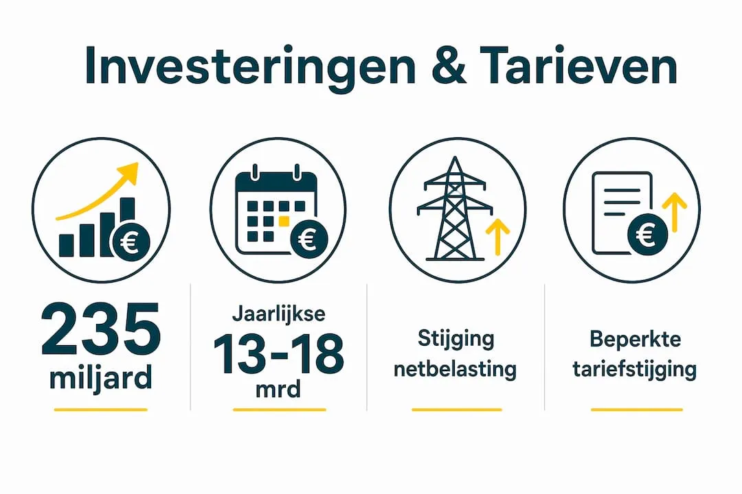 Infographic met de belangrijkste cijfers over investeringen en nettarieven