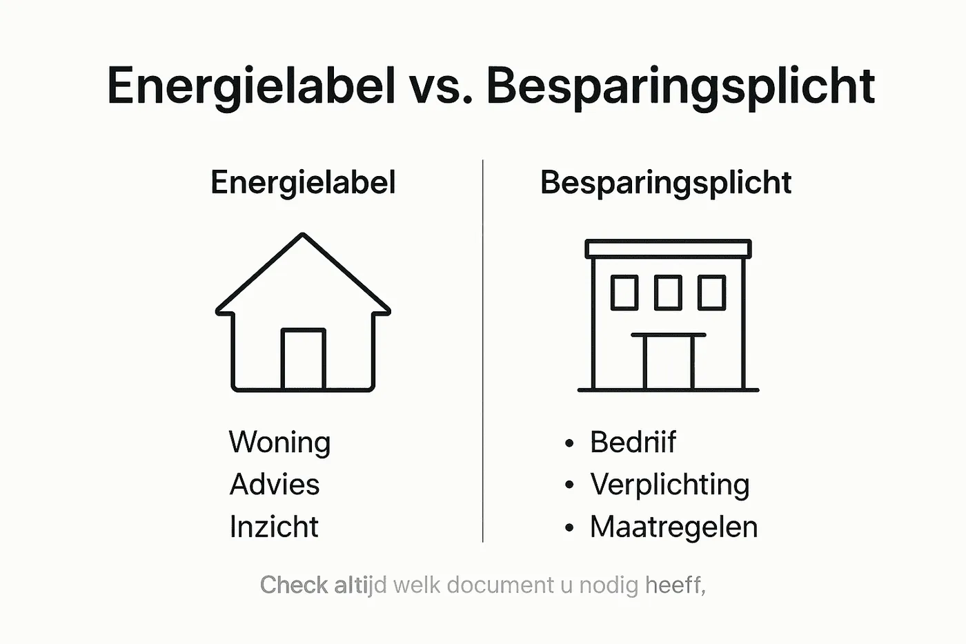 Infographic: Wat zijn de verschillen tussen het energielabel en de energiebesparingsplicht?