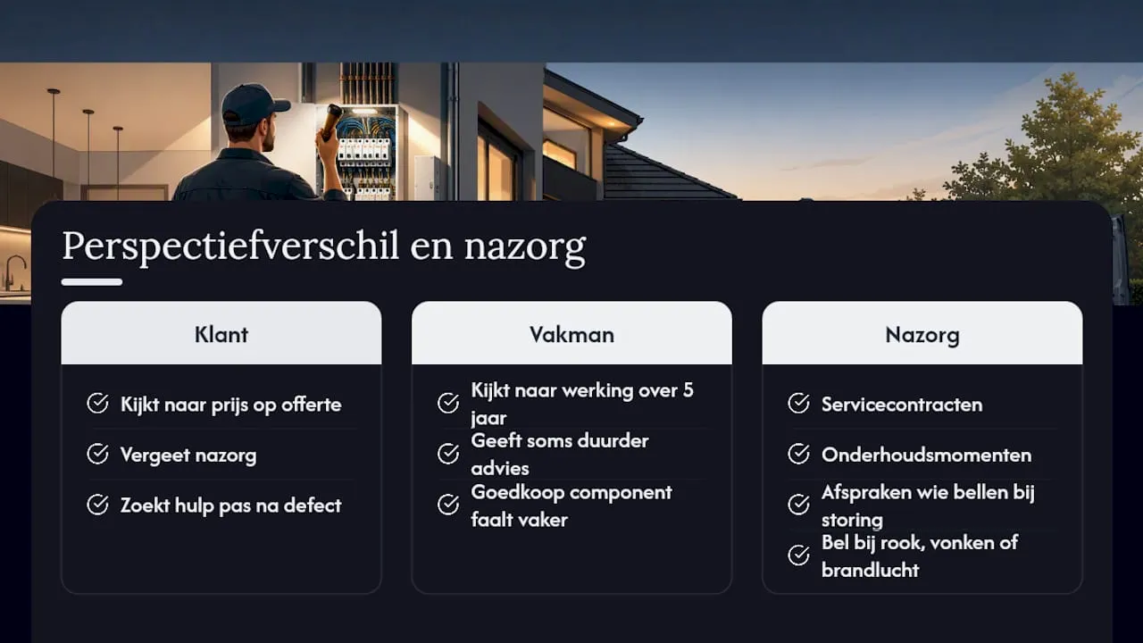 Wat vakmensen zien dat klanten vaak missen — overview diagram