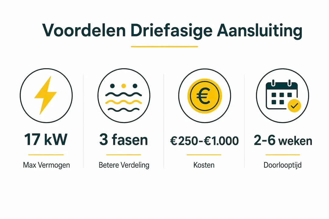 Overzicht: Wat kost een driefasige aansluiting, hoeveel vermogen levert het op en wat zijn de voordelen?