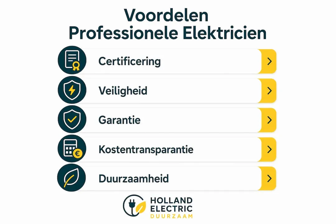 Infographic: de voordelen van een vakbekwame elektricien op een rij