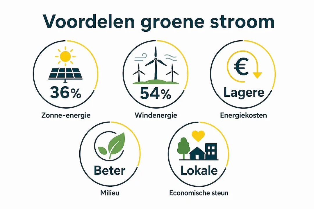 In één oogopslag zie je de pluspunten van groene stroom dankzij deze overzichtelijke infographic.