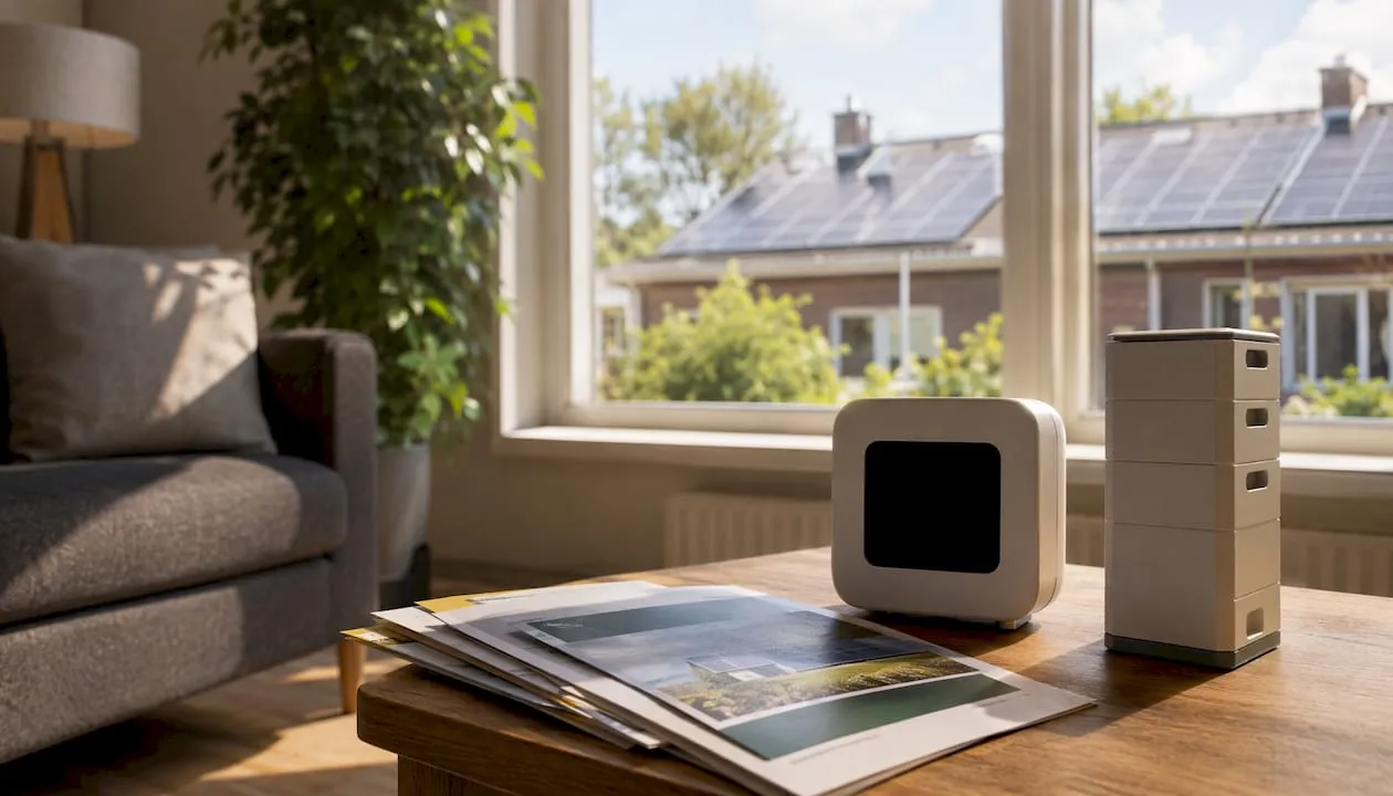 Moderne keuken uitgerust met een slimme energiemeter en zonnepanelen