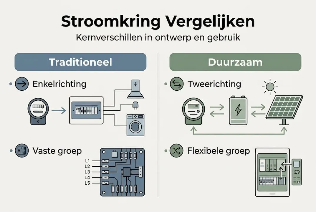 Overzicht: traditionele versus duurzame stroomcircuits