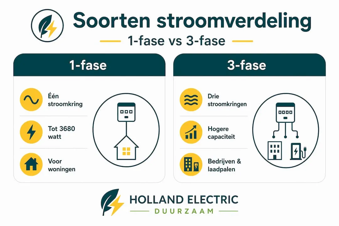 Infographic: het verschil tussen een 1-fase en een 3-fase aansluiting
